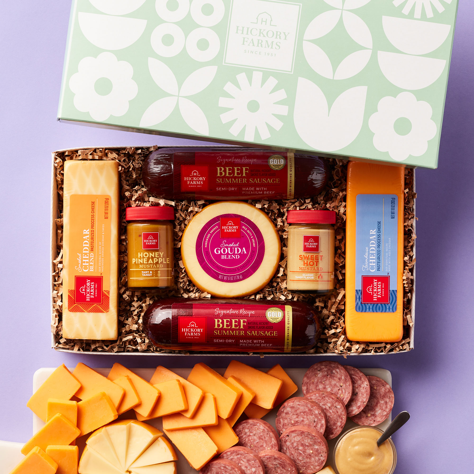 Hickory Farms Beef Summer Sausage & Cheese Medium Gift Box | Gourmet Food Gift
