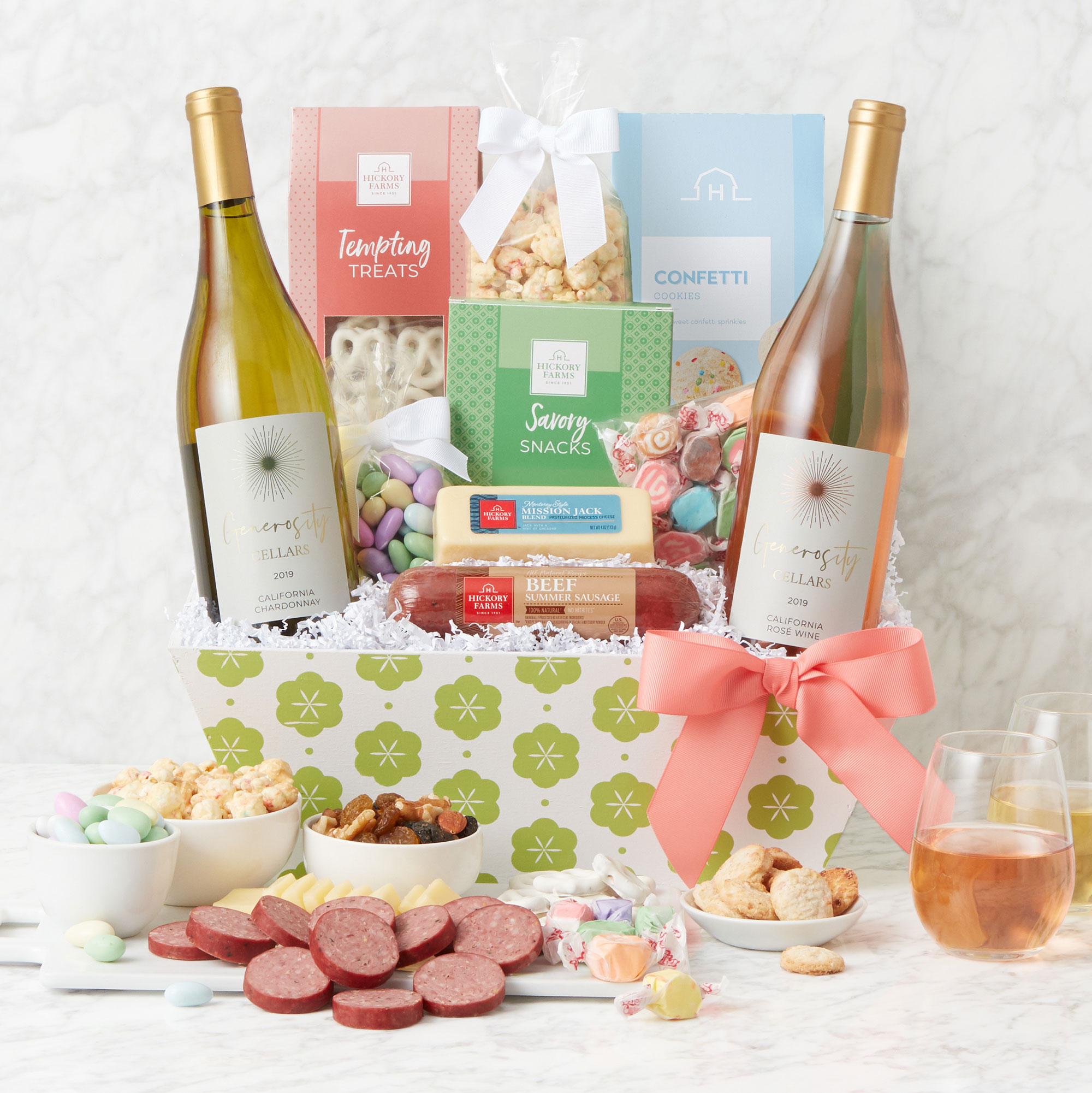 Summer Premium Treats & Wine Gift Basket Hickory Farms