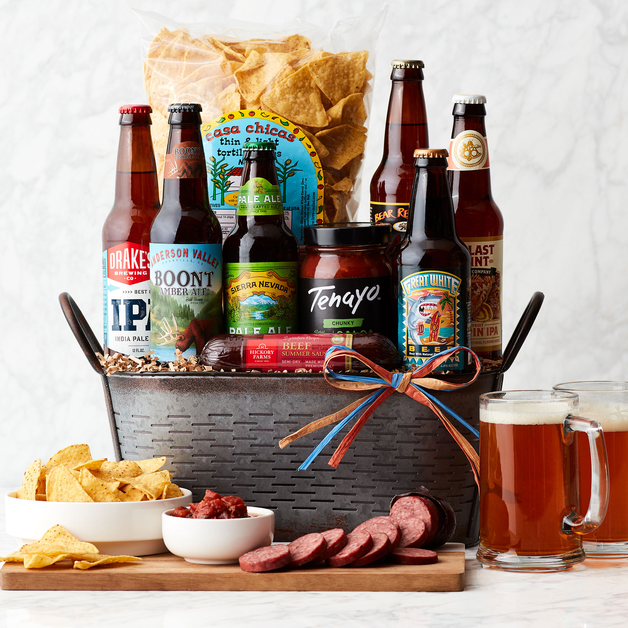 Merry Christmas Craft Beer & Snacks Gift Set | Beer Gift Basket
