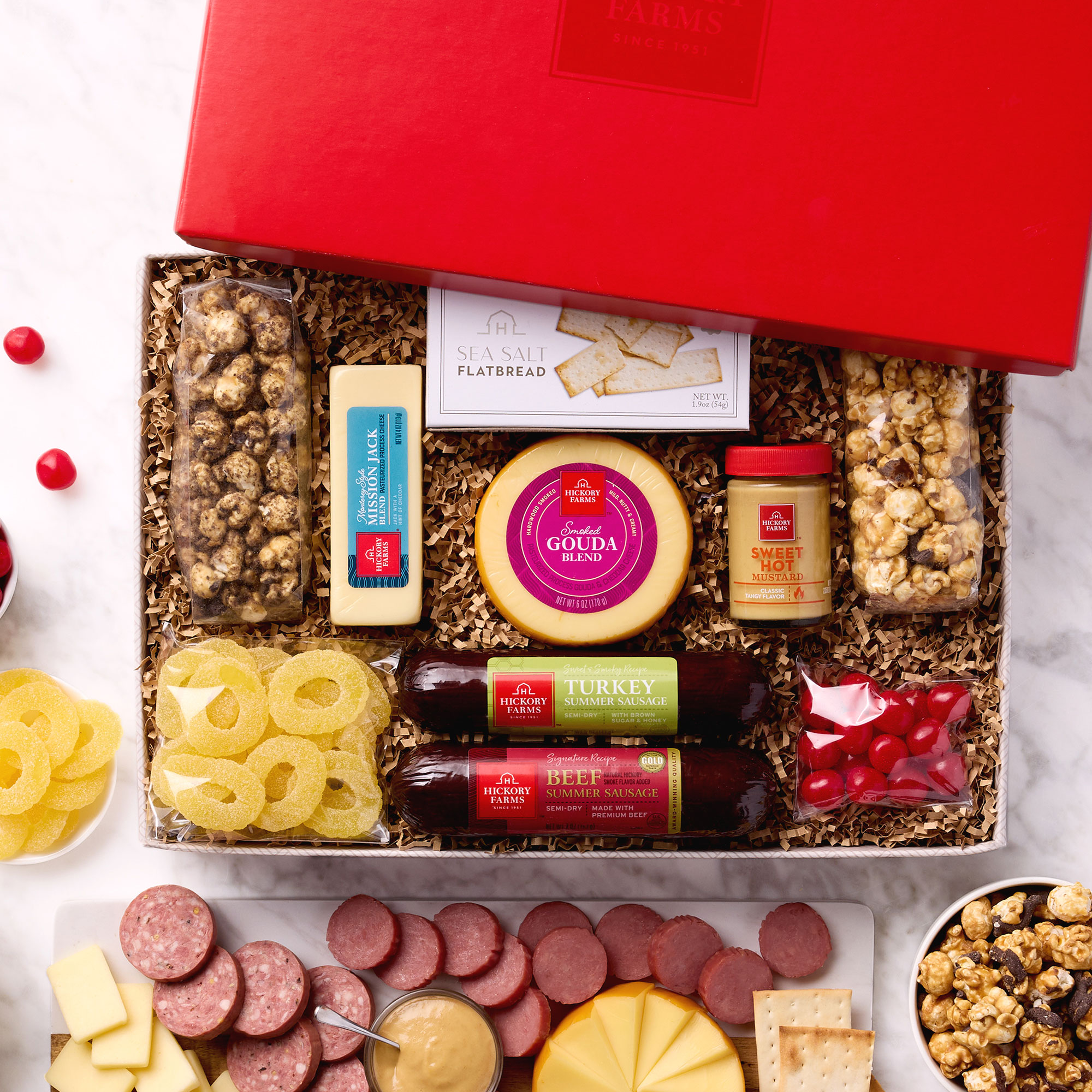 Holiday Gift Box with Meat & Cheese, Sweet & Savory Snacks
